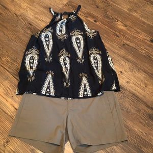 Navy Paisley Printed Top